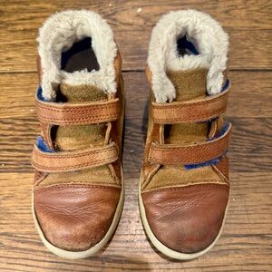 UGG Kids Rennon II Leather High Top Chestnut Brown Toddler Boots Size 10